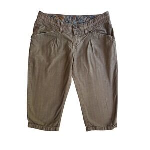 Ochirly Bermuda Shorts Pleated Pockets Accents Casual Brown Women's‎ Size Large